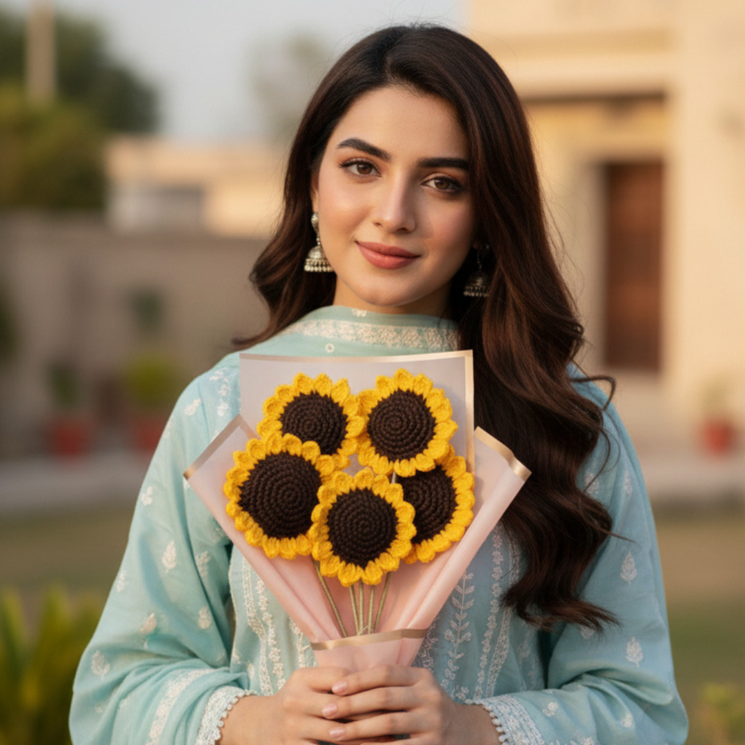 Woolen Sunflower Bouquet 🌻