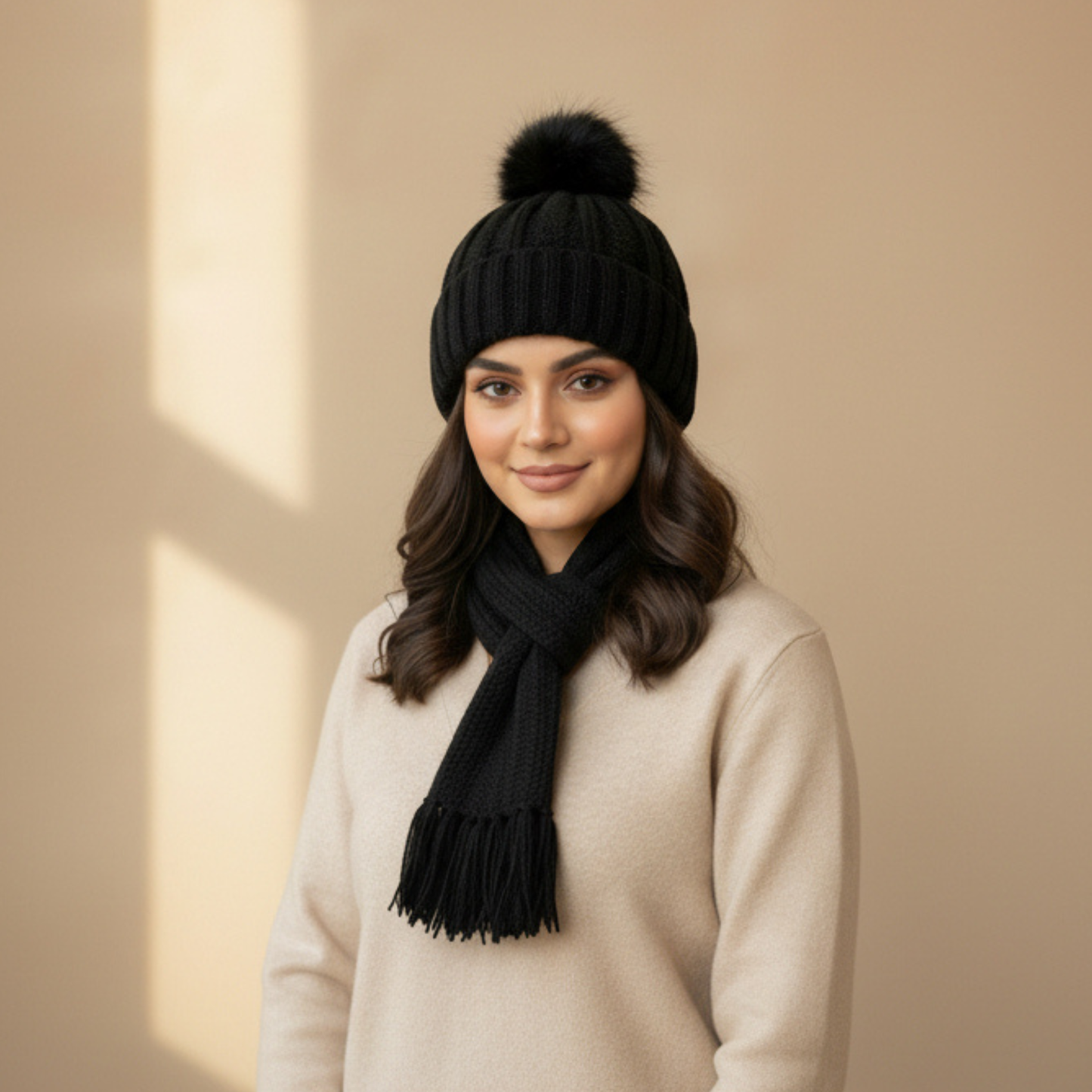 Woolen Cozy Scarf with Beanie 🧣